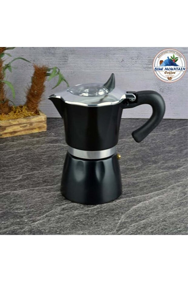 طقم قهوة موكا - ٦ أكواب، أسود (قهوة بلو ماونتن)
