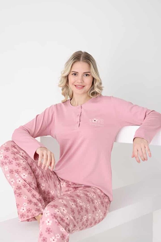 Floral Patterned Three Buttons - 3