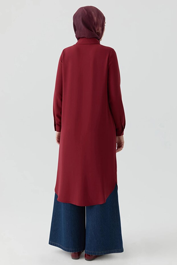 Gizli Patlı Basıc Tunik - Kiremit - 3
