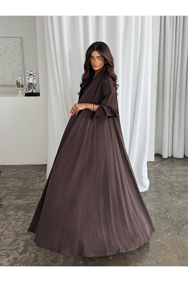 Plain brown abaya - 3