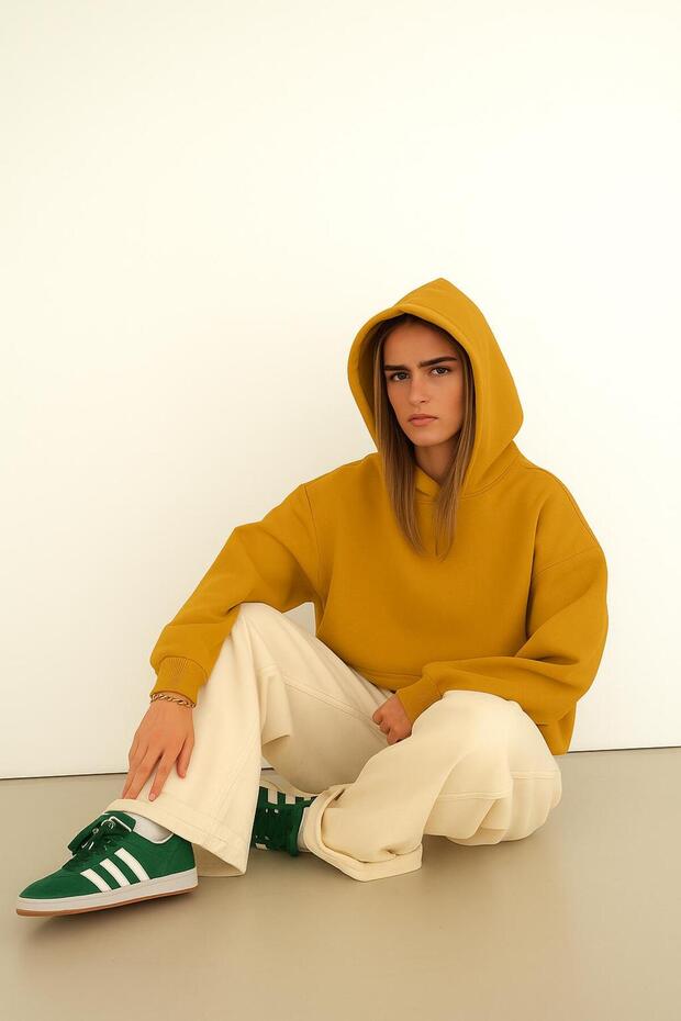 Plain Unisex Oversized Hooded Sweatshirt Bnrq9