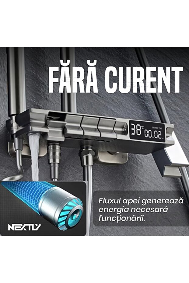 Premium LED Shower System: Digital Display, Adjustable, Multi-Function, Grey Finish - 7