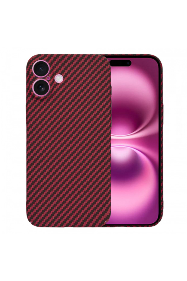 iPhone 16 Plus Case, Techsuit, Carbonite FiberShell, Red - 1