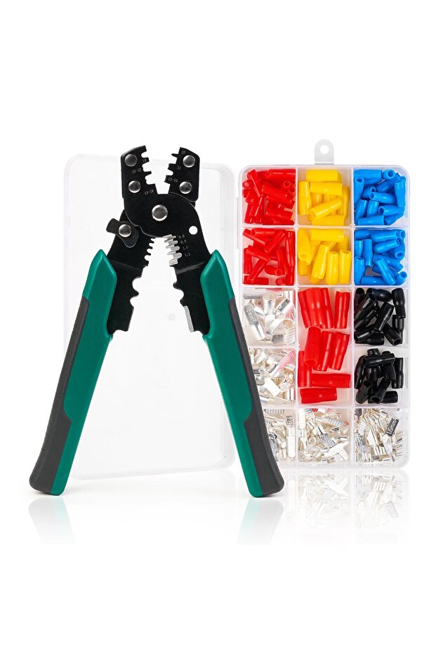 Crimping, Stripping and Cutting Pliers, with set of 260 C45 terminal end accessories for electrical - 2