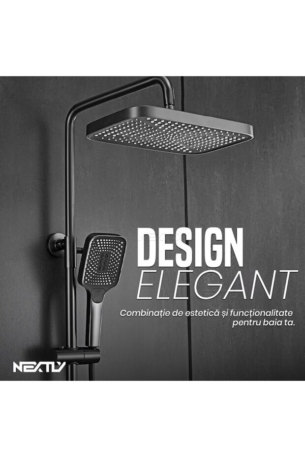 Premium LED Shower System: Digital Display, Adjustable, Multi-Function, Grey Finish - 2