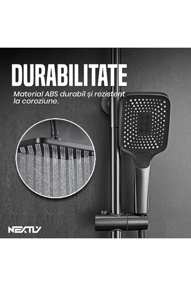 Premium LED Shower System: Digital Display, Adjustable, Multi-Function, Grey Finish - 4