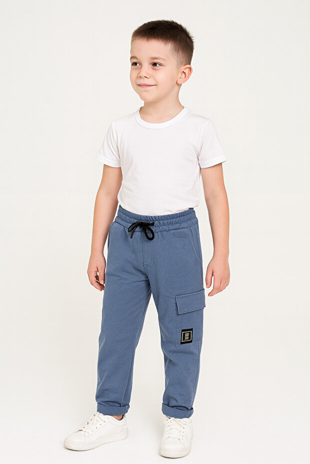 179-10-25 Children's Cargo Pocket Pack Jogger Sweatpants – Flexible Waistband with Elastic 6 /14 Years