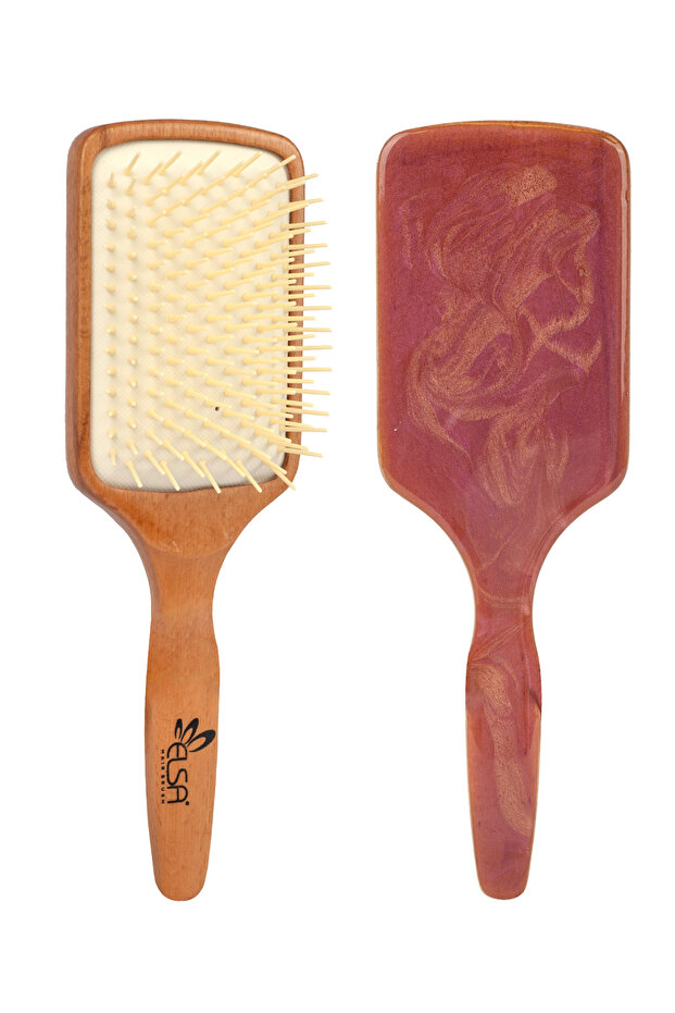 Professional Natural Wooden Handle Artistic Design Hair Brush - Massaging Effect & Detangling