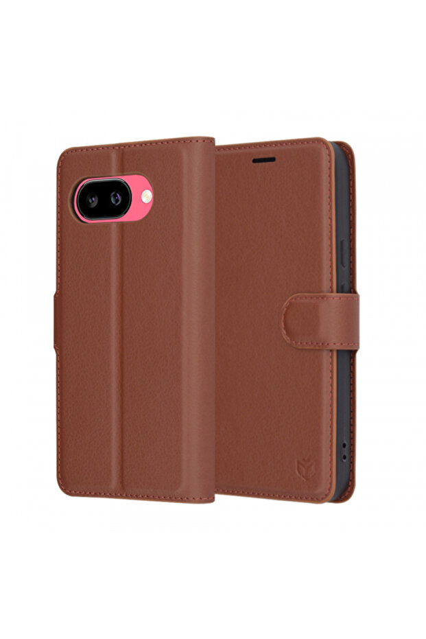 Case for Pixel 9a, Techsuit, Leather Folio, Brown - 1