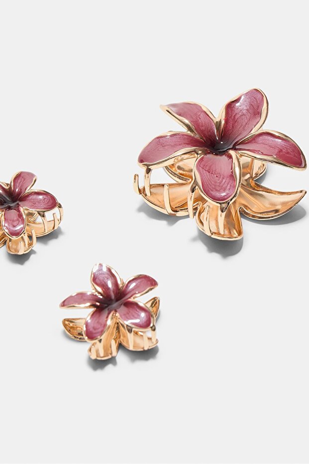 3'lü çiçekli toka seti - 3