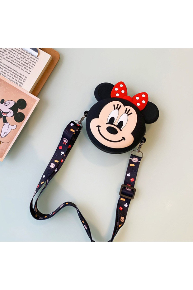 Minnie Mouse Mickey Side Strap Children's Silicone Girl's Bag Wallet Adjustable Strap Detachable 13X8Cm