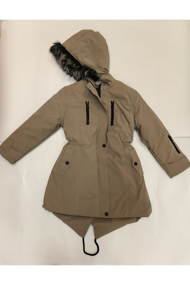 Water Repellent Fabric Faux Fur K Hooded Girl's Coat/Parka