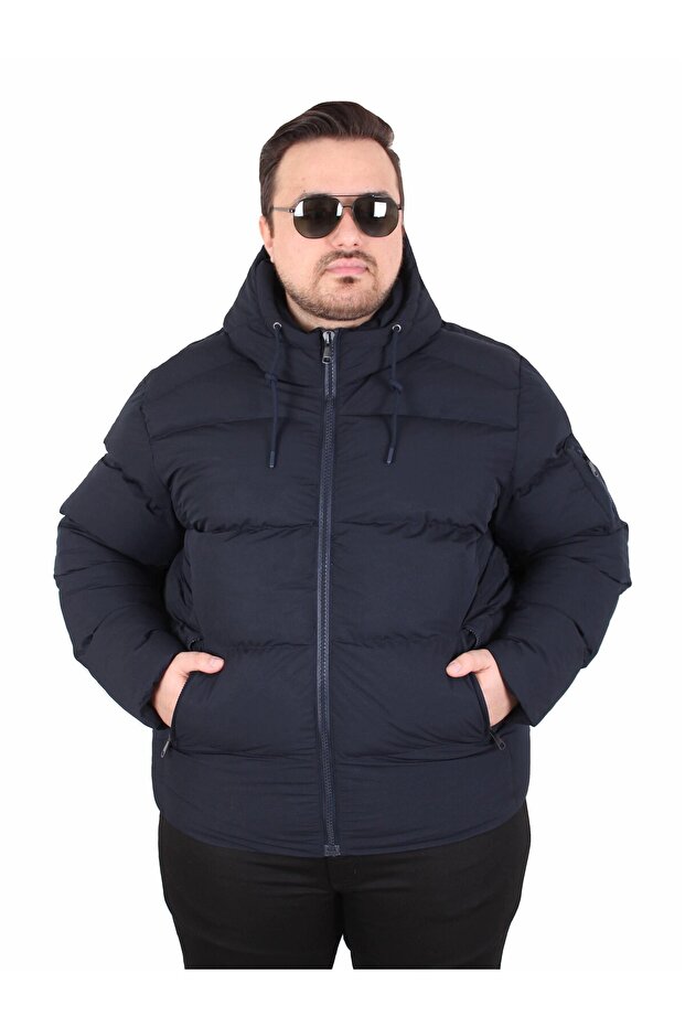 Men's Large Size Hooded Coat Lusso 2505 Navy Blue