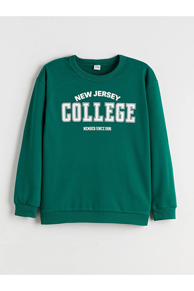 Lcw Kids Green Crew Neck Boy Sweatshirt