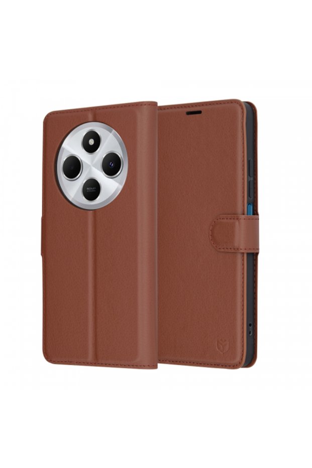 Case for Poco C75 / Redmi 14C, Techsuit, Leather Folio, Brown