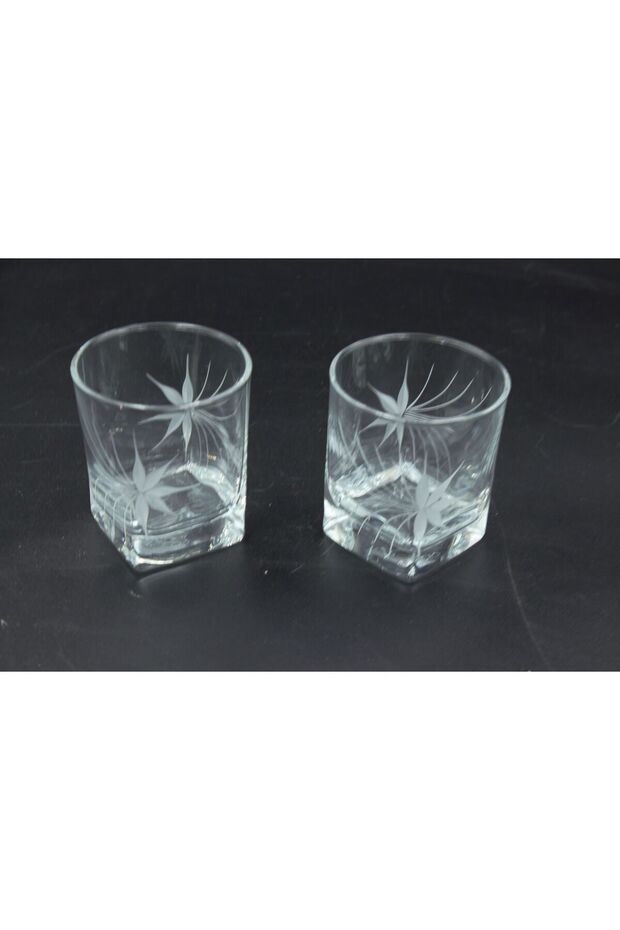 Coffee Cup Carre Kesme Rüzgulu Patterned Water Glass