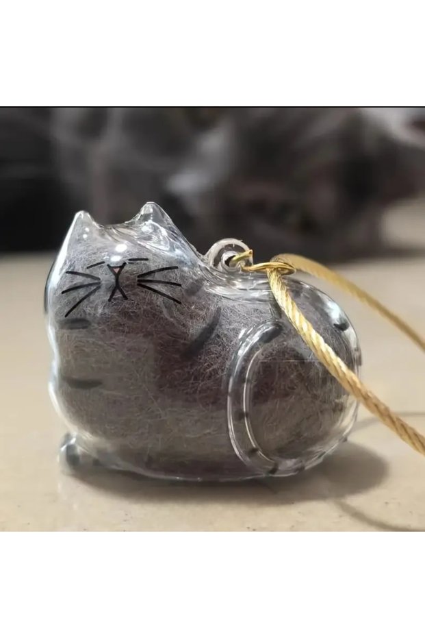 1 Piece Pet Hair Storage Capsule, Black Striped Cat, Keychain, Leash, Bag Accessory, Memory