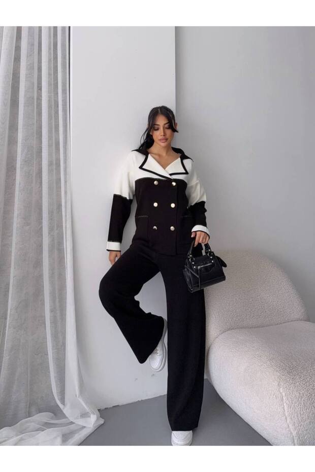 Knitwear Suit Button Detail Pocketed Women's