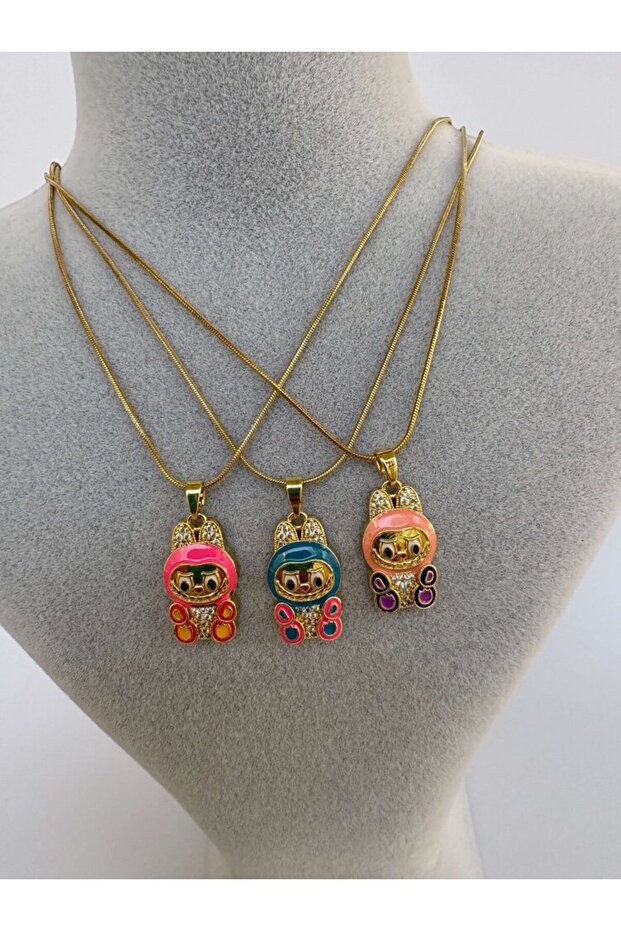 Pembe Labubu Kolye - 1