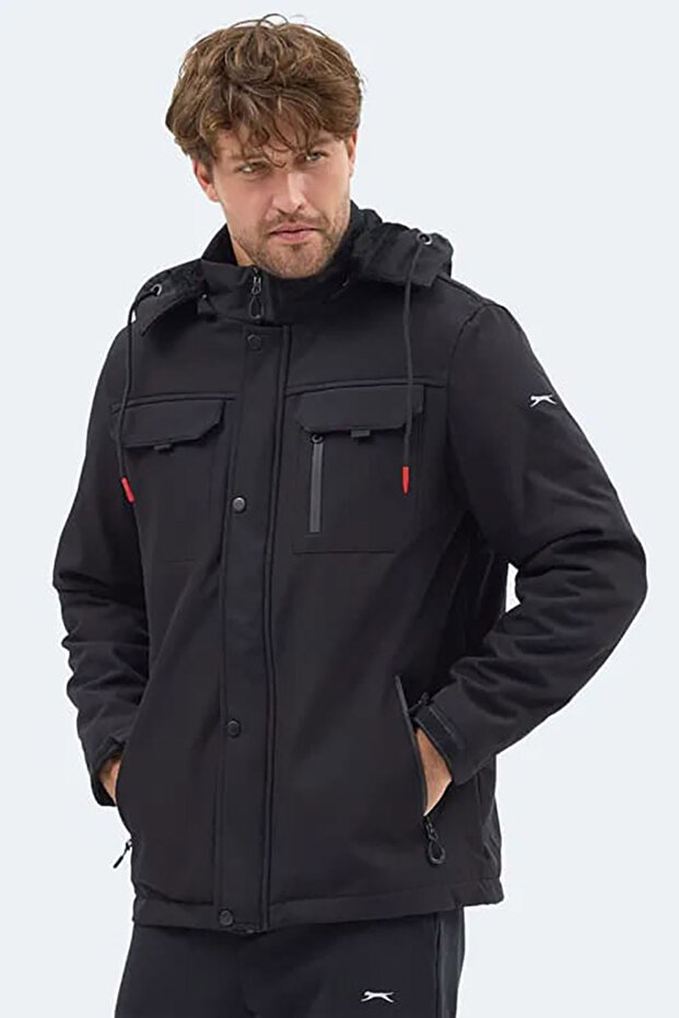Gleam Men's Hooded Black Coat & Jacket