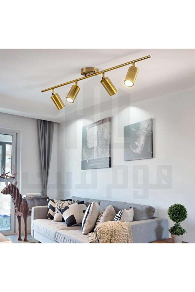 اضاءة سقف - حائط - نحاسي - 4 رؤوس