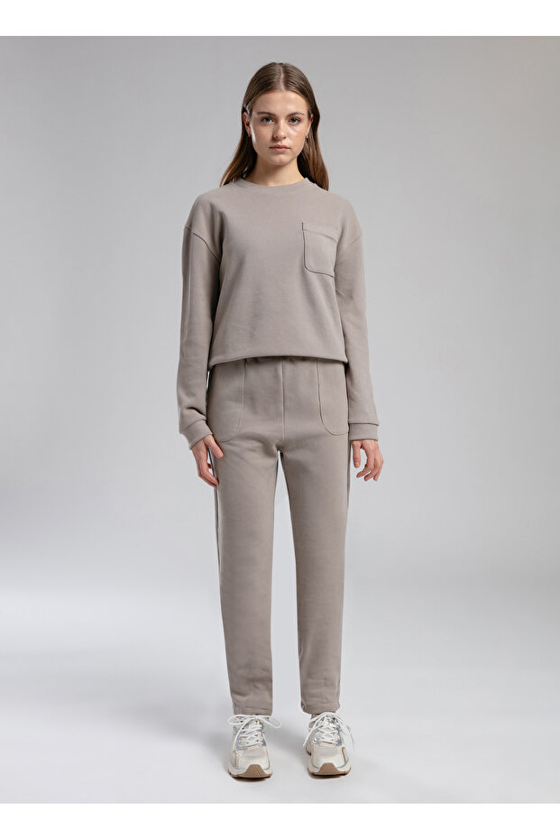 O Neck Plain Mink Women's Sweatshirt 261 Lcf 241017 Flora Vizon