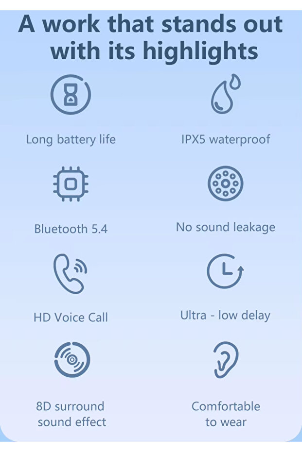 سماعات أذن لاسلكية متعددة الوظائف مع تحكم باللمس، متوافقة مع نظام بلوتوث 5.4 المزدوج - 2