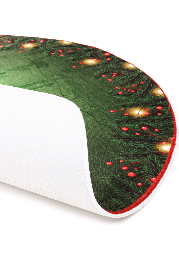 Yılbaşı Ağacı Altı Örtüsü | Yılbaşı Desenli Çam Ağacı Ayak Örtüsü Kaymaz Dot Tabanlı Halı | MIM0359 - 3