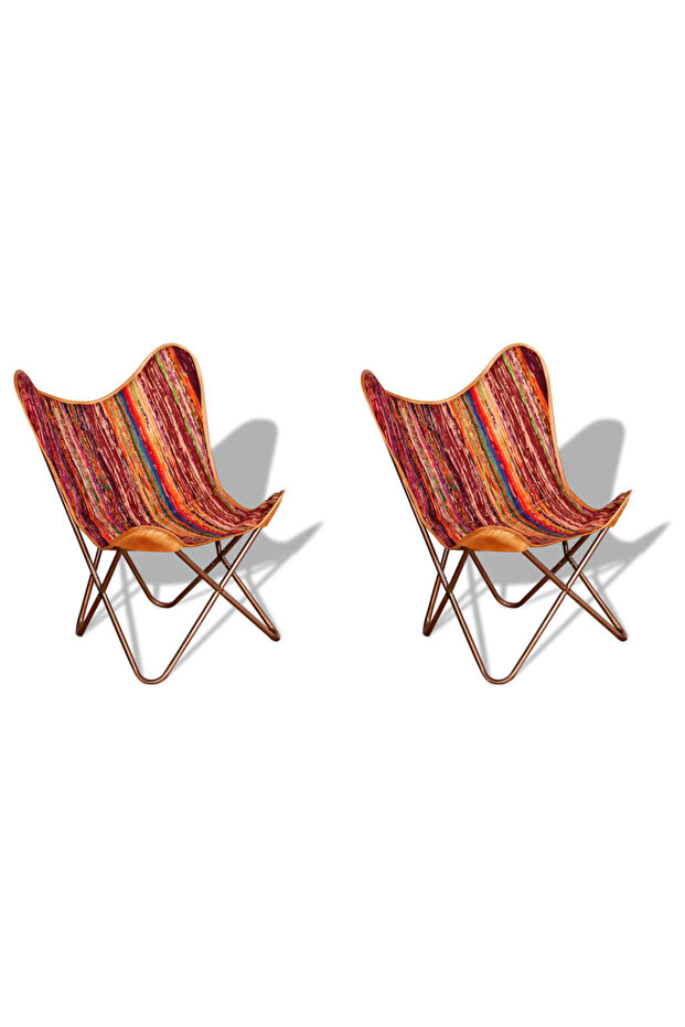 Butterfly Chairs 2 pcs Multicolour Chindi Fabric