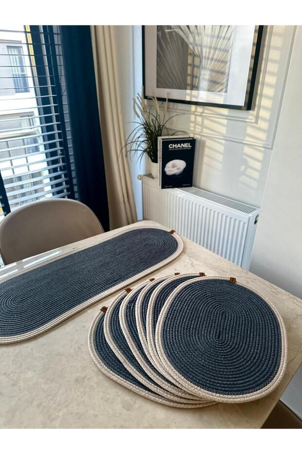 Natural Bamboo Wicker Placemat and Runner Set Table Decoration, Dining Table Serving Set, Stylish Presentation Set - 8