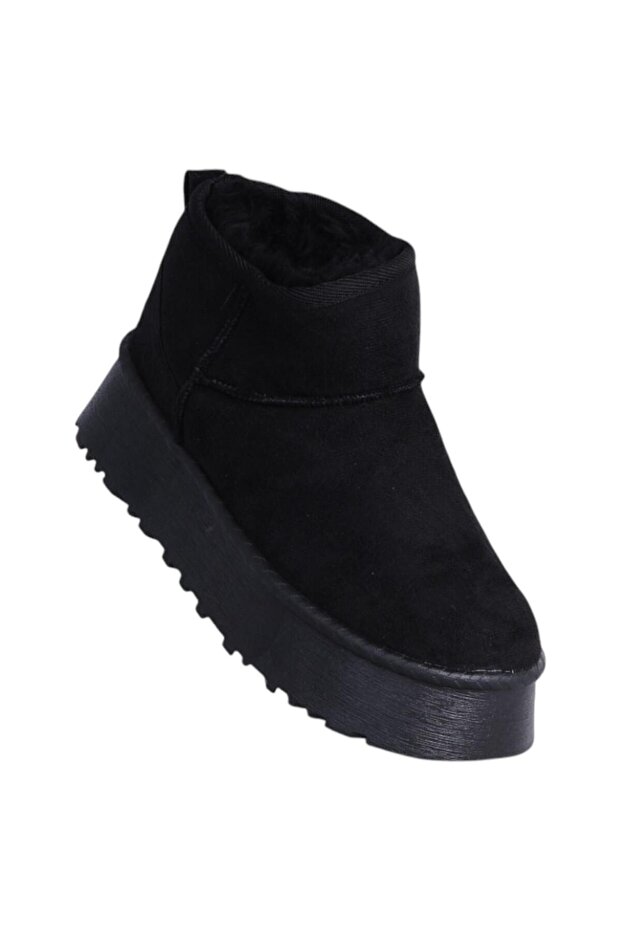 Tinsa Black Women's Fur-Lined Flat Boots