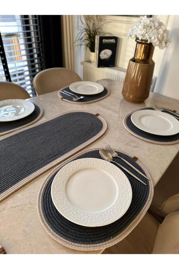 Natural Bamboo Wicker Placemat and Runner Set Table Decoration, Dining Table Serving Set, Stylish Presentation Set - 5