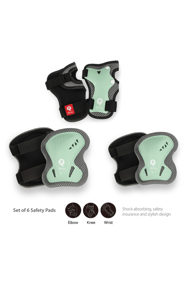 Kids Sports Safety Gear Set – Elbow, Knee & Wrist Guards - Green