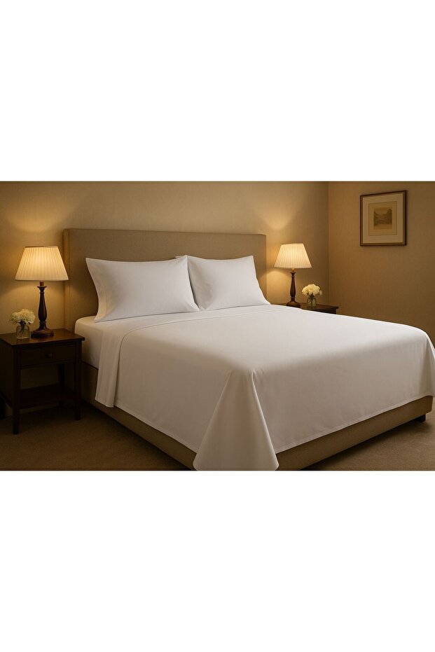 300TC 100% Cotton 4-Piece Bed Sheet Set – King Size – White