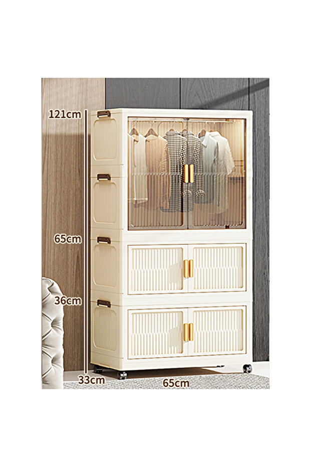 Foldable Stackable Clothes Storage Bins , Freestanding Portable Wardrobe Closet Organizer 65cm Wide