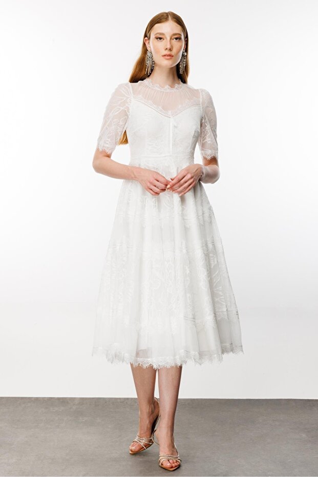 Dantel Elbise BEYAZ - 3