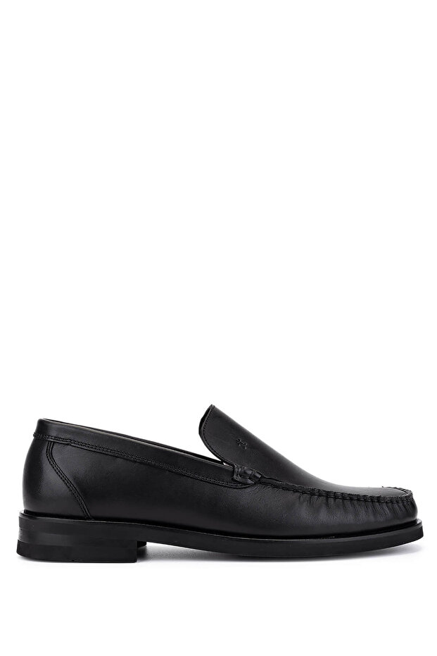 Men's Genuine Leather Black Analin Loafer Shoes