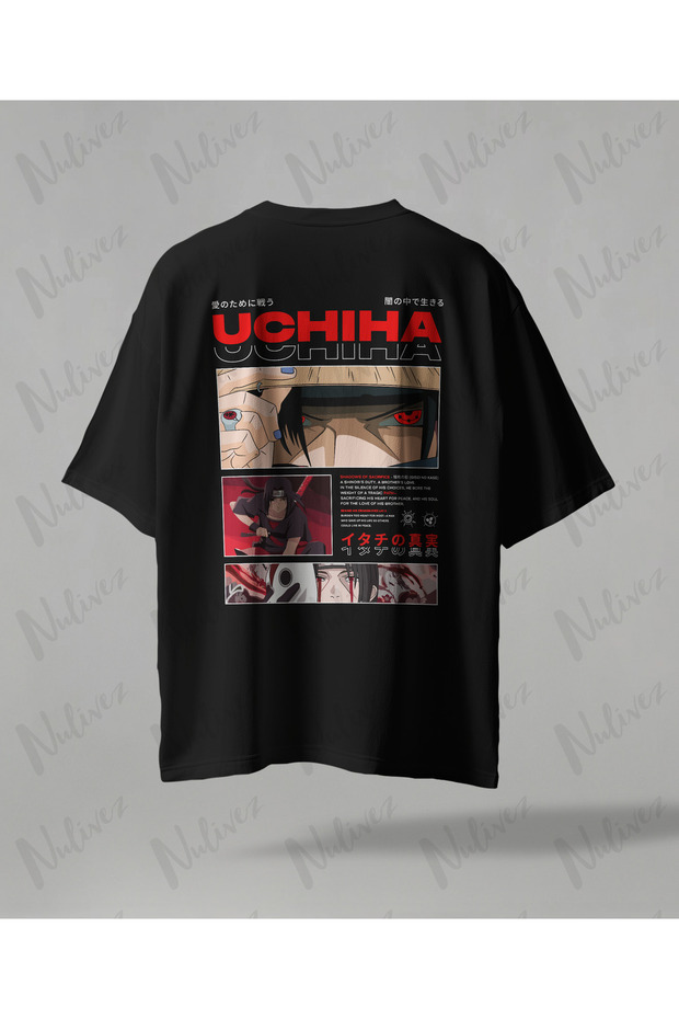 Anime Sasuke Uchiha Design Back Printed High Quality Compact Unisex Oversized T-Shirt