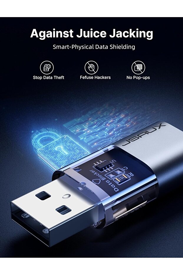 USB & USB-C Data Blocker (4-Pack) Transparent, USB-A to USB-C, Charge-Only - 4