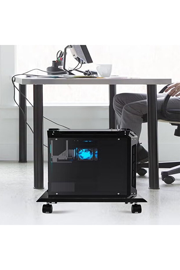 Mobile CPU Stand Adjustable Computer Tower Stand with 4 Caster Wheels Fits Most PC - 6