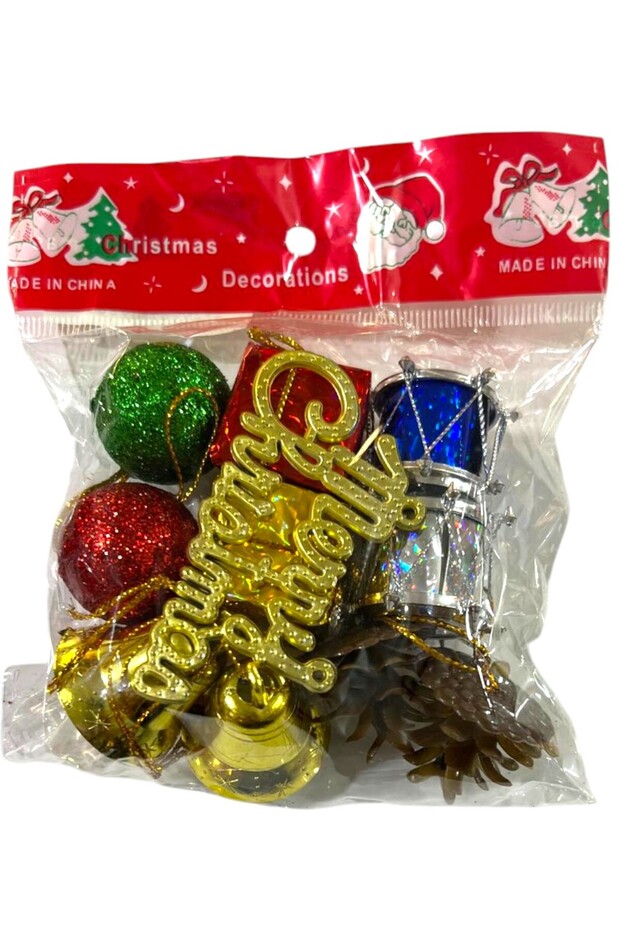 Christmas Decorations 10 Pieces Mixed Multi-Color Small Size 2-3 cm Christmas Tree Ornaments