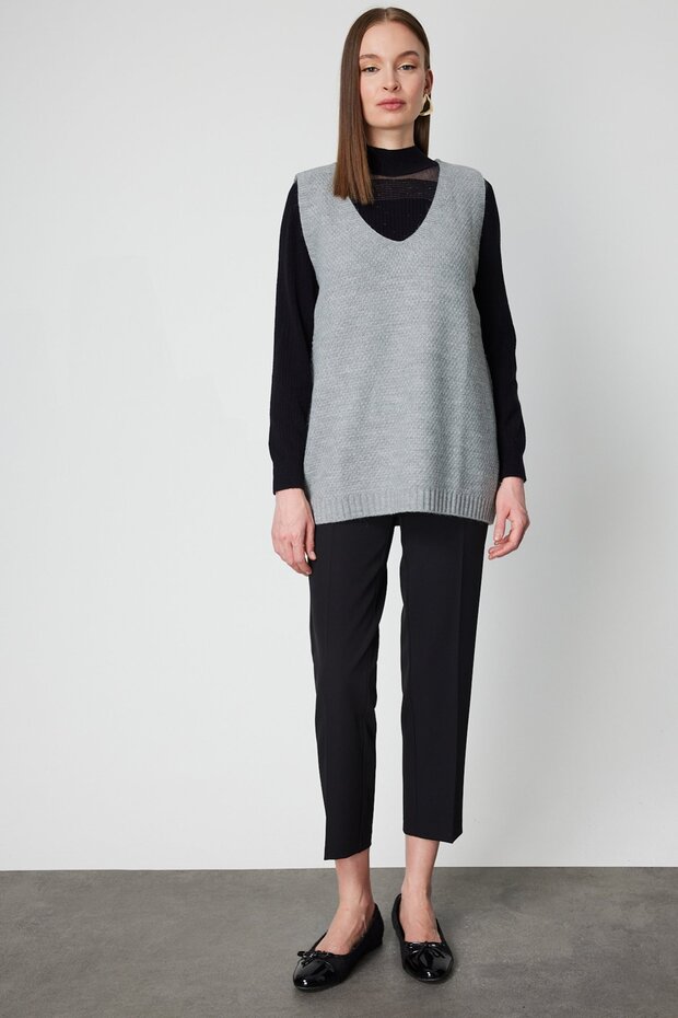 V Yaka Triko Süveter - 3
