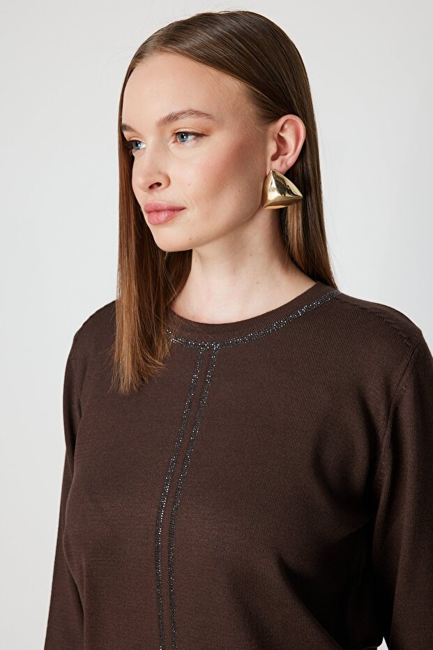 Taş İşlemeli Triko Kazak - 3