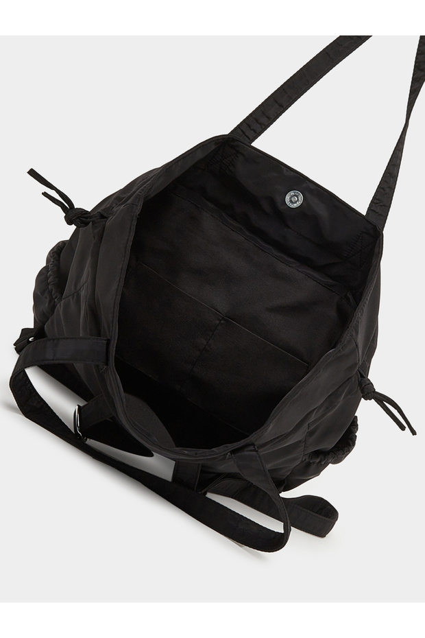 حقيبة ظهر سوداء برباط مع جيب قابل للطي - 4