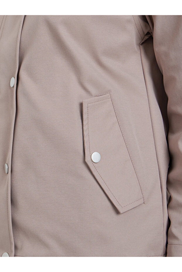 Beige Regular Fit Button-Zip Jacket - 4