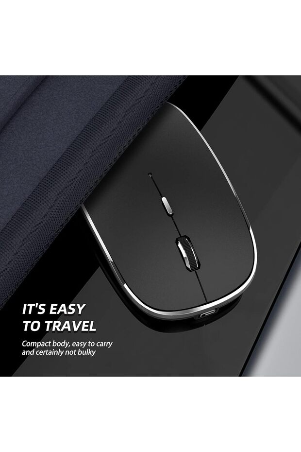 Halbuilt Q23S Silent Rechargeable Wireless Mouse (USB & USB-C, 3 DPI) - Black - 3