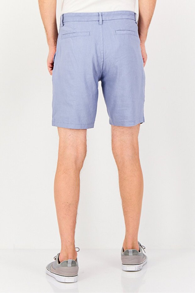 Men Solid Basic Shorts, Dusty Blue - 2