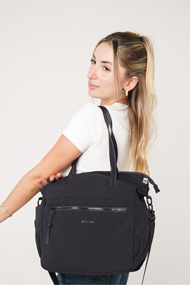Galivisa Black Women's Multi-Compartment Waterproof Crinkle Daily Crossbody and Shoulder Bag