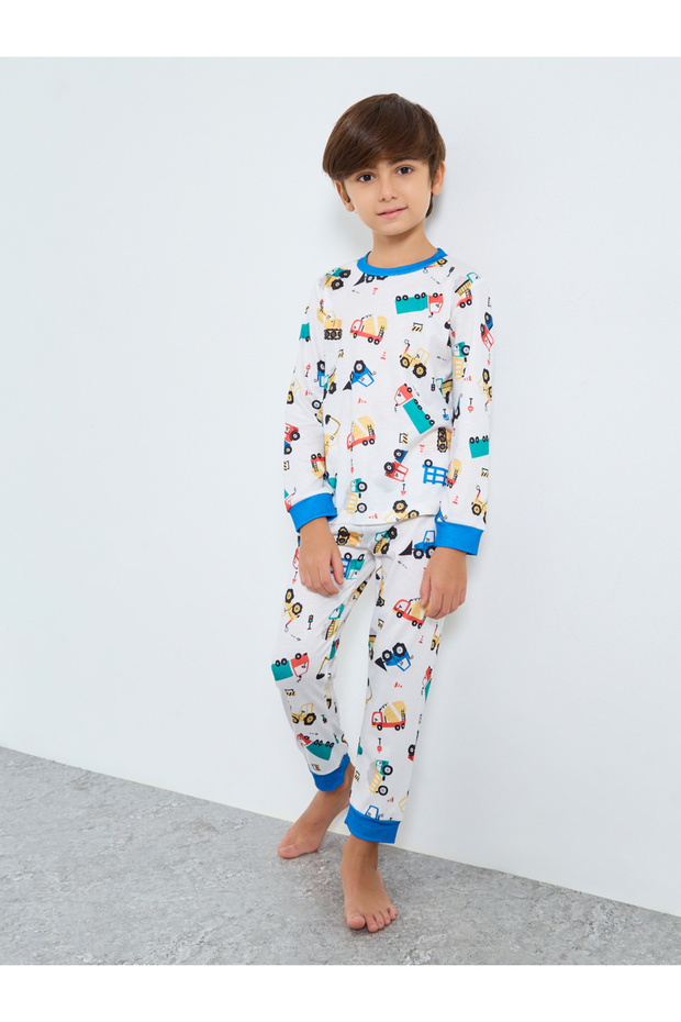 Off White All-Over Print Long Sleeve T-Shirt and Pyjama Set