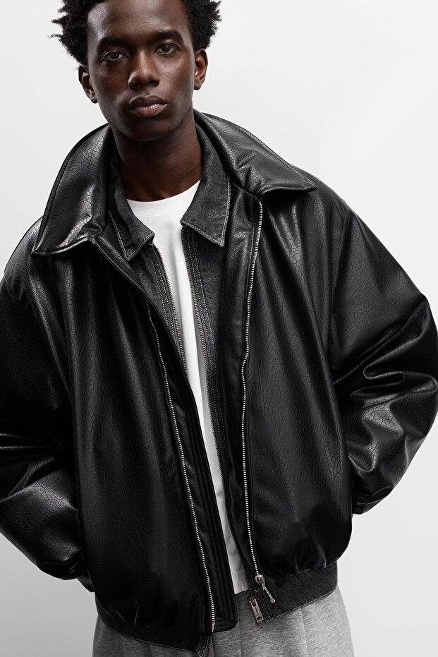 Hacimli suni deri ceket - 3